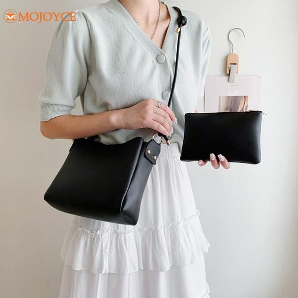 

evening bags women's leather bag 2pcs composite daily ladies solid color handbags purse shoulder crossbody messenger small pouch