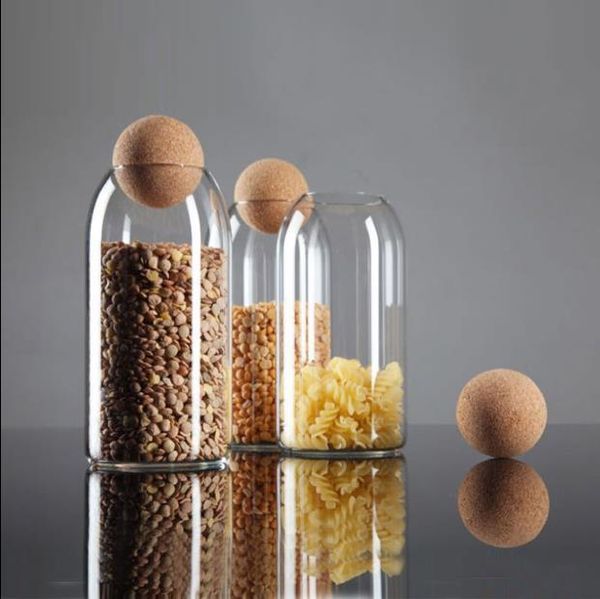 

storage bottles & jars creative borosilica glass jar bottle for bulk products with cork lid spices sugar coffee container kitchen organizer