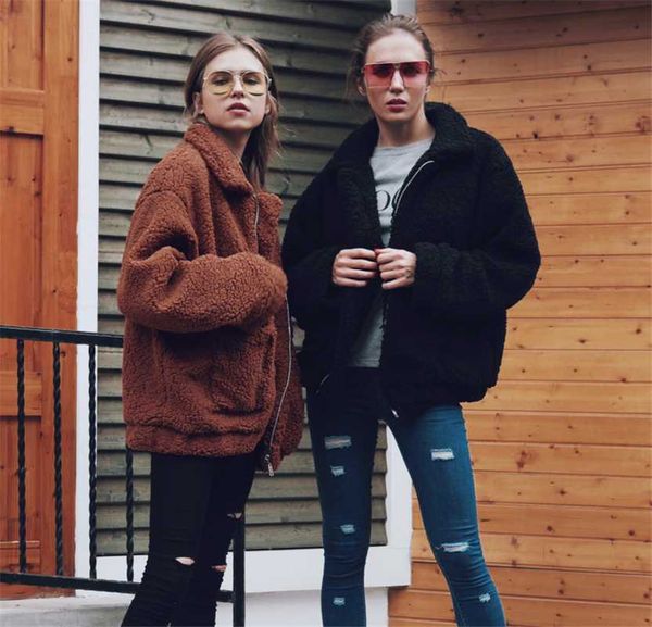 

women's fur & faux fashionable coat warm long sleeve drop p6pa, Black