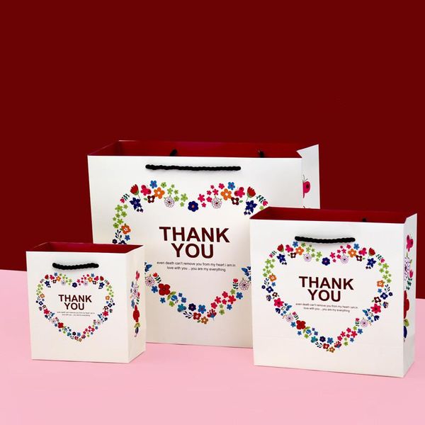 

christmas decorations 10pcs/lot love shape gift bags thank you print shopping bag for wedding birthday party favors