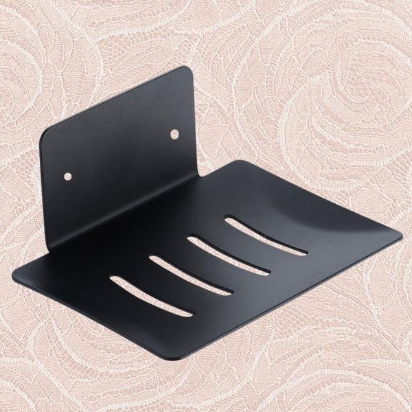 

soap dishes wall mounted rack bathroom storage box stainless steel draining board for home (black and punch)