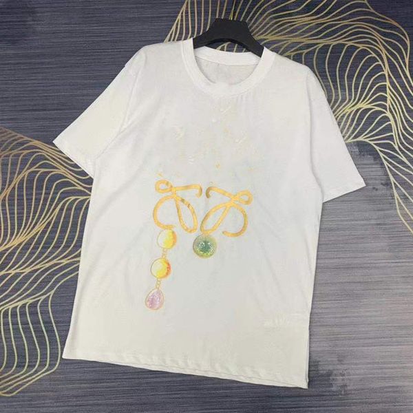 

letter 21s spring and summer embroidery new gilded cotton round neck short sleeve t-shirt for lovers, Gray