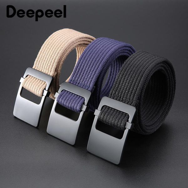 

belts deepeel 1pc 3.8x110-140cm men's canvas belt alloy smooth buckle head polyester webbing young studentjeans decoration, Black;brown