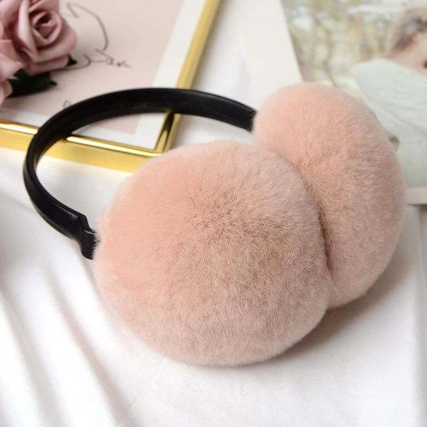 

berets rex fur earmuff women men russia winter warm real plush ear earmuffs for kids skiing cover casque antibruit, Blue;gray