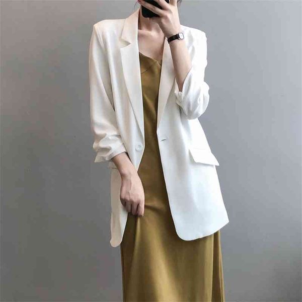 

women's suits & blazers casual coat turn down collar pure color spring long sleeve office style chiffon casaco feminino 270r, White;black