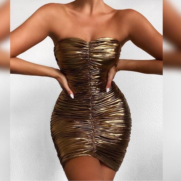 

casual dresses huanbeauty solid mouwlless strapless dress for women plooien design fit tight pak bil female feast stork hbd977, Black;gray