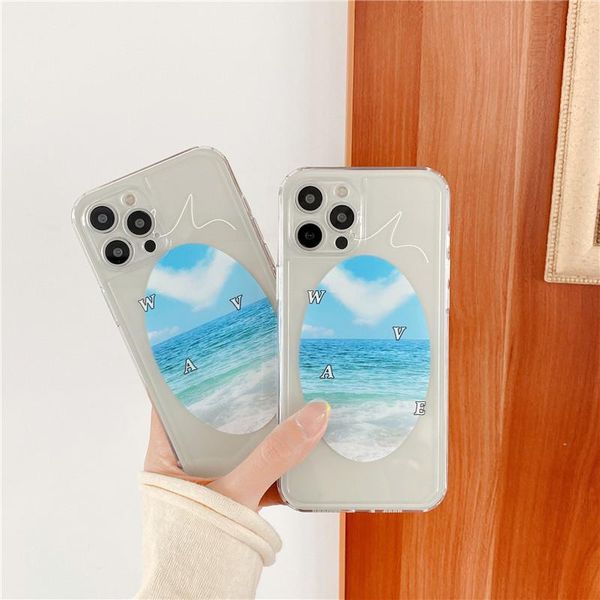 

cell phone pouches ins sea beach card case for 12 pro max 11 x xs xr xsmax se2021 8 7plus plus clear soft tpu silicone back cover
