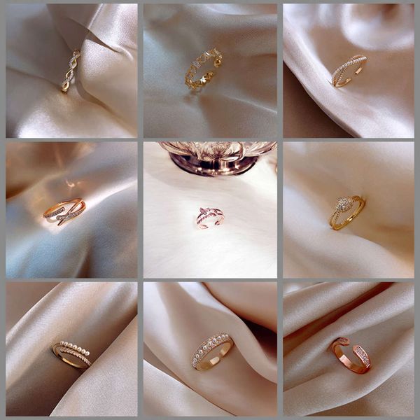 

open knitting mahua net red ring women's adjustable joint index finger simple fashion personality, Silver