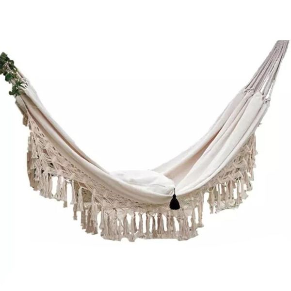 

deluxe double hammock swing chair large 2 person boho 2x1.5m brazilian macrame fringed indoor hanging wwo camp furniture