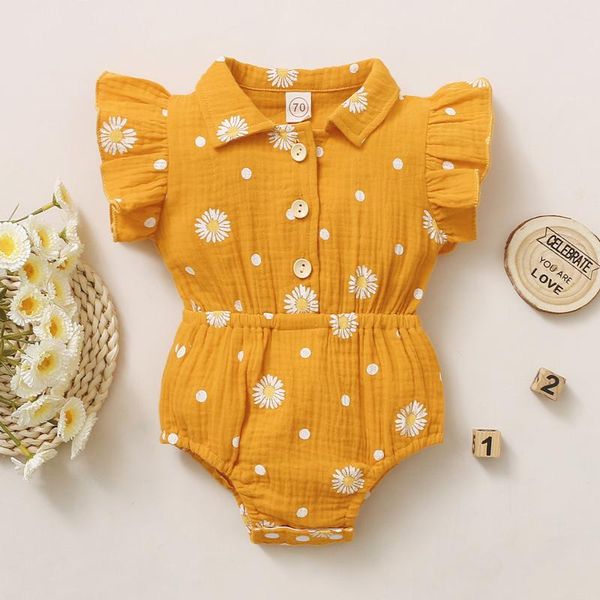 

rompers 2021 6-18m baby boy romper bodysuits infant girls clothes sleeve ruffles floral printed bodysuit baby's clothing, Blue