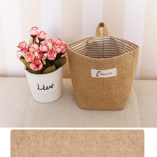 

storage bags 1pc durable jute bag folding sundries bucket washable organizer room article hanging household accessories