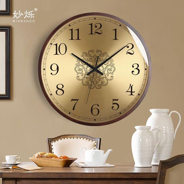 

wall clocks nordic large clock luxury wooden living room creative american bedroom mute gift modern home decoration dd50wc