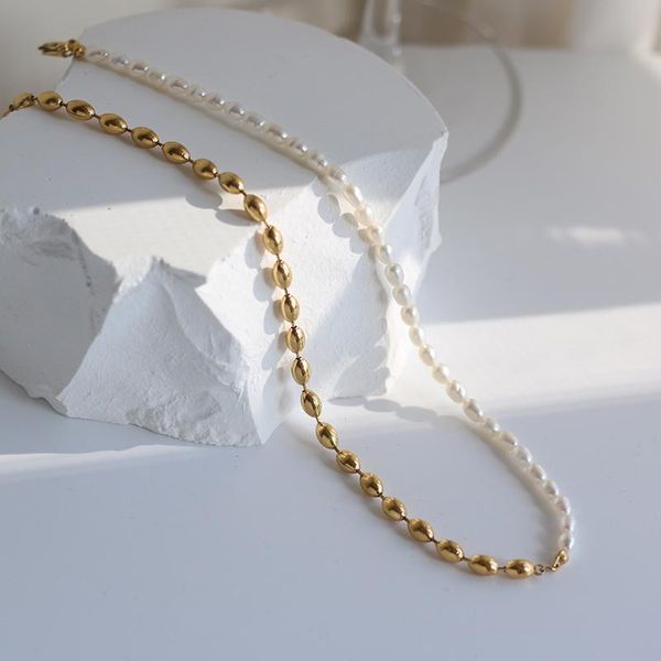 

chains freshwater pearls chocker necklace ot bucket beads necklaces for women metal chain trendy jewelry 2021, Silver