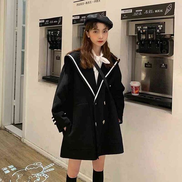 

women's trench coats 2021 little japanese double face cashmere wool coat small fragrance all-match fall and winter, Tan;black
