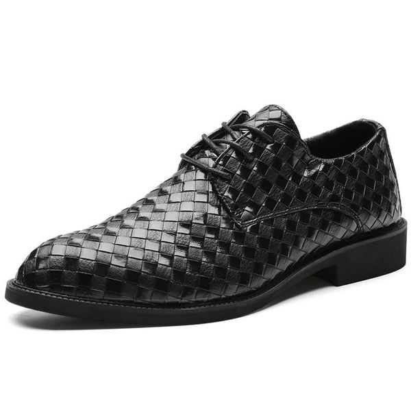 

dress shoes spring and summer mens pointed toe breathable male formal business nightclub men's wedding flat, Black