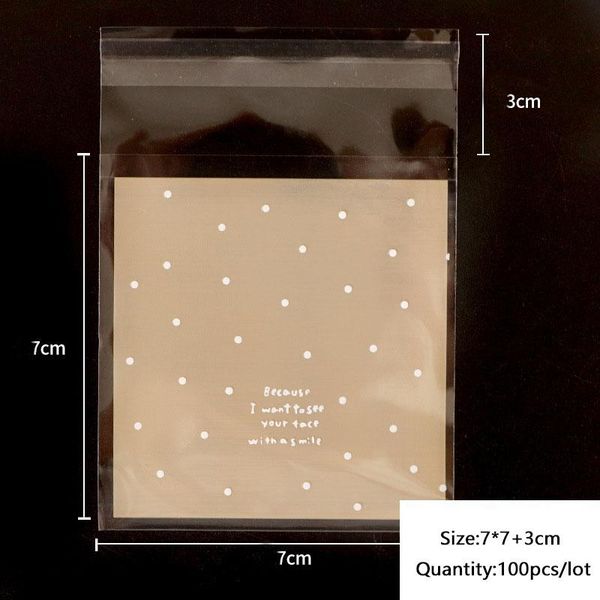 

gift wrap 50pcs/lot 2021 year self adhesive plastic cellophane bags brown dot party decor for home handmade packaging bag