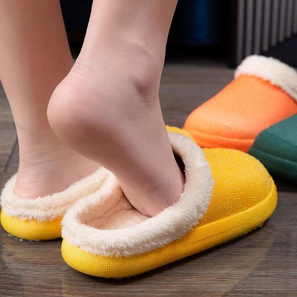 

winter warm home slippers 2021 woman indoor cotton non-slips shoes laides casual soft flats big size women's waterproof footwear, Black