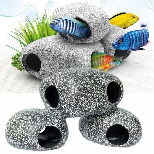 

decorations funny ceramic rock cave stone decoration for fish tank benefical accessories cichlids's existence aquarium h