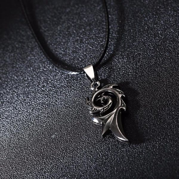 

pendant necklaces men's punk dragon flame titanium stainless steel cool leather chain necklace, Silver