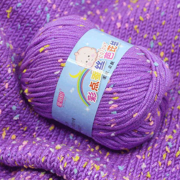 1 pc 25 cores de alta qualidade bebê algodão cashmere fio para tricô de mão crochet penteado lã lã colorido eco-tingido bordado y211129