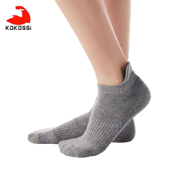 

kokossi heel yoga socks druable breathable cotton comfortable soft shockproof non-slip pvc particles harmless sports, Black