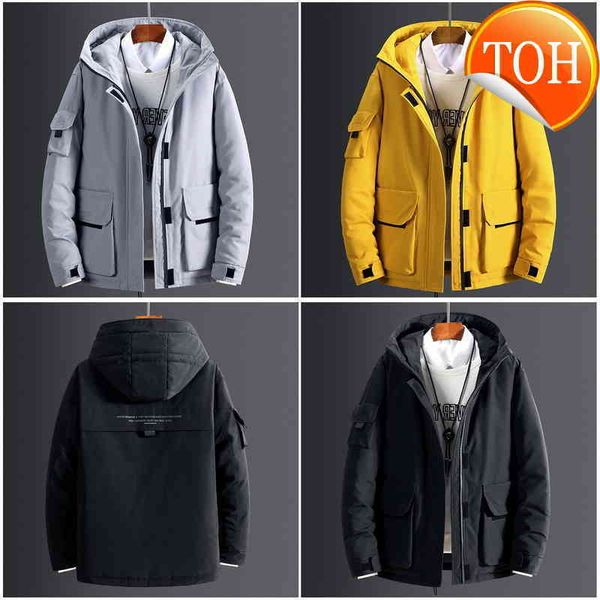 

2021 new men's winter jacket thick snow parka overcoat white duck down men wind breaker brand tace coat, Black
