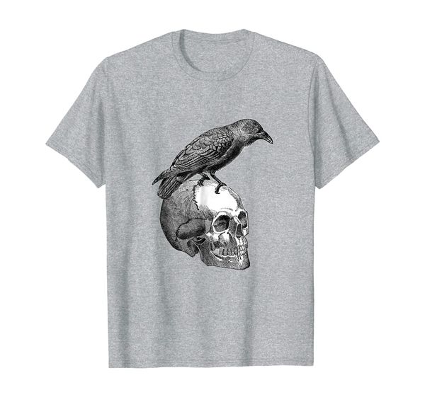 

raven and skull poe shirt of scariness, White;black