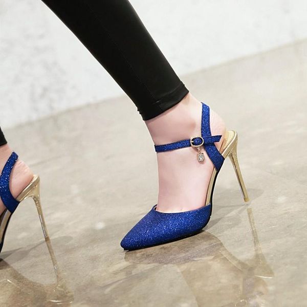 

pointed high heels women's one word buckle thin single shoes korean spring summer sandals, Black