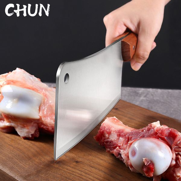 

5mm thickened stainess stee ceaver knife kitchen soid wood hande chef sharp bone powerfu ceaver chopper butcher knife