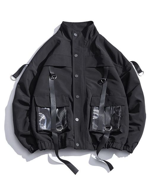 

women's jackets 2021 women military jacket coats casual windbreaker ribbons pockets overalls bomber hip hop streetwear outwear, Black;brown
