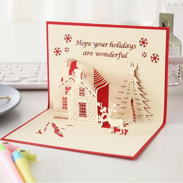 

greeting cards 3d -up christmas card for postcards gifts with envelope stickers