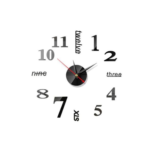 

modern diy large wall clock acrylic self-adhesive 3d mirror surface stickers home decorating art design quartz movement clocks