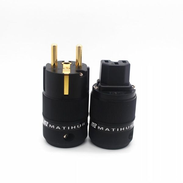 

smart power plugs 1pair matihur audio pure copper gold plated eu plug for diy cables