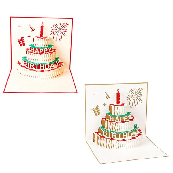 

greeting cards happy birthday postcard gift paper 3d handmade up laser cut vintage cake with envelope