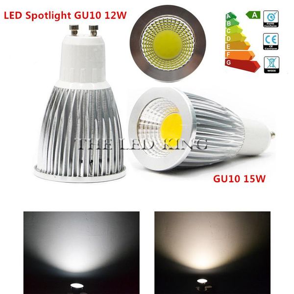 

bulbs 1- 10pcs led light 6w 9w 12w 15w cob gu10 dimming sportlight lamp high power bulb red green blue yellow ac 110v 220v