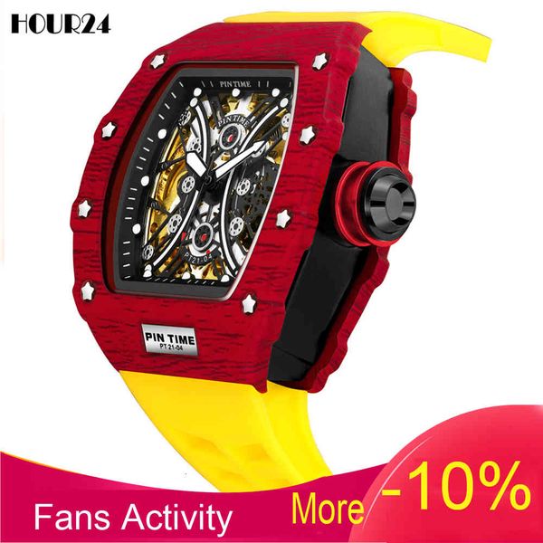

2021 luxury automatic mechanical clock for men brand military hip hop sports gentlemen s male tonneau relogio masculi, Slivery;brown