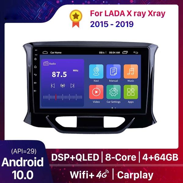 Автомобильный DVD Radio Multimedia Видеоплеер GPS навигация 4 ГБ + 64 ГБ Android 10.0 Cled Carplay DSP для Lada X Ray XRay 2015-2019