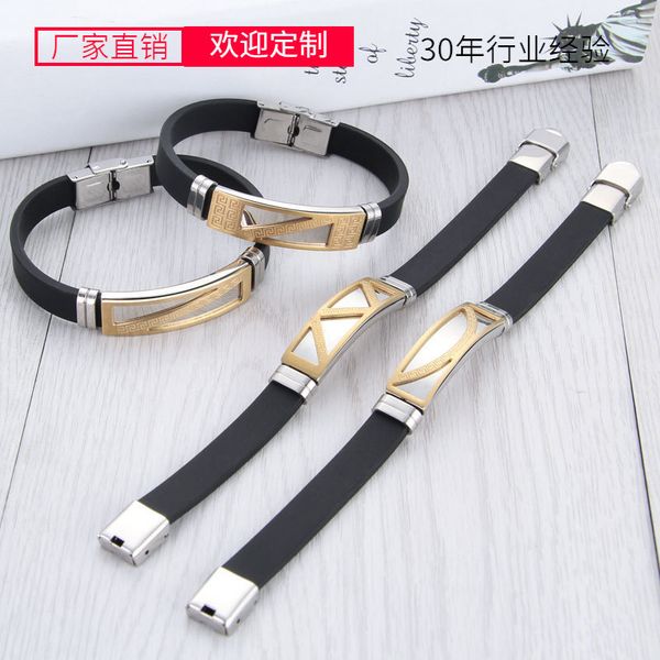 

production of stainless steel bracelet, men's fashion magazine, multi style hand decoration silicone, Golden;silver