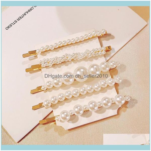 

& jewelrykorean handmade pearl hair clips pins sweet twist beaded barrettes for women girls hairgrips aessories jewelry drop delivery 2021 8, Golden;silver