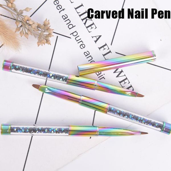 

nail brushes dual-ended acrylic art uv gel carving brush glitter pen set tools, Yellow