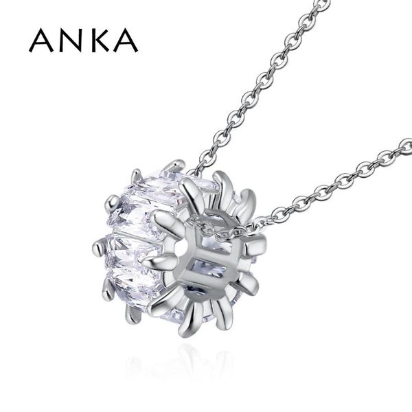 

pendant necklaces anka round cz necklace with cubic zirconia #134055, Silver