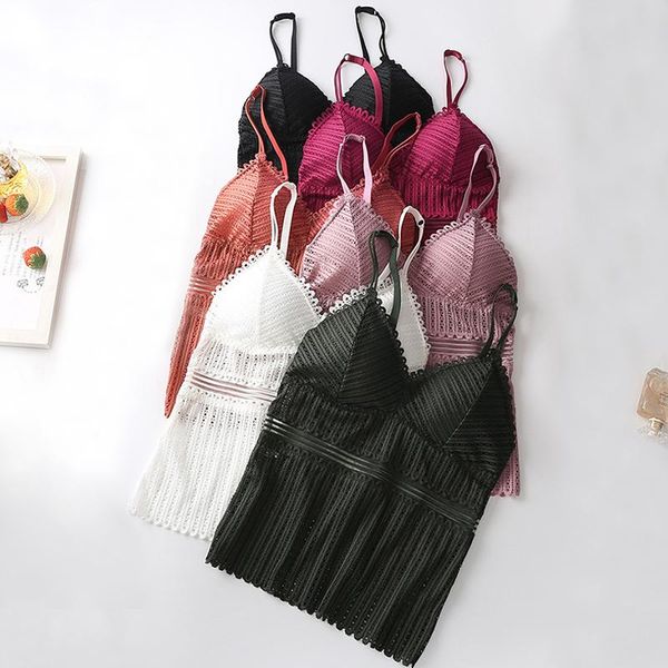 

camisoles & tanks women lace undefined vest underwear tube summer strapless tank v-neck small chest lingerie 2021, Black;white