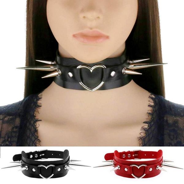 

chokers 1pc fashion gothic choker metal spiked faux leather necklace adjustable collar for girls women jewelry accessories gifts, Golden;silver