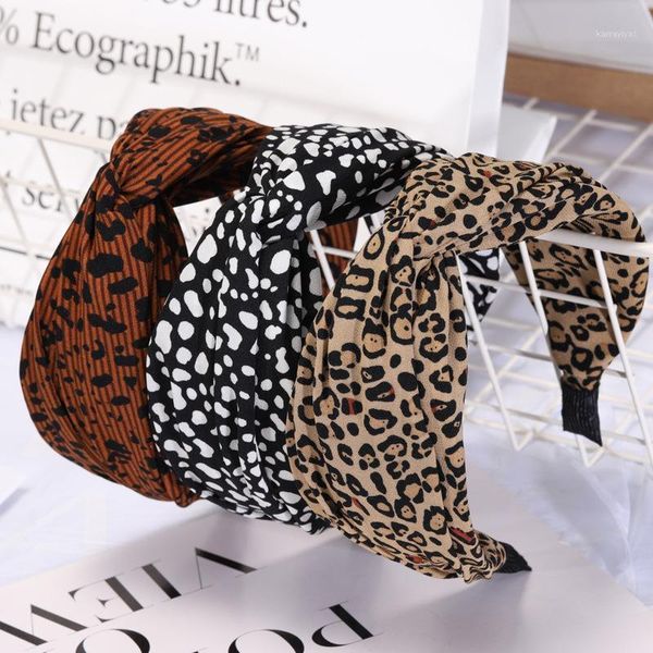 

wide side leopard knot hairbands headbands for girls headband elastic soft fabric makeup women's hairband hair accessories1