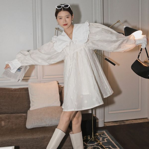 

dress Doll neck loose long sleeves high waist, Black;gray