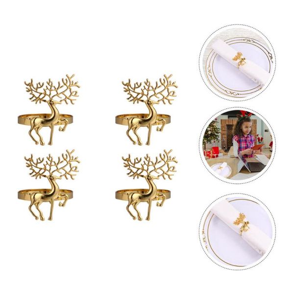 

napkin rings 4pcs christmas elk buckles alloy durable holders
