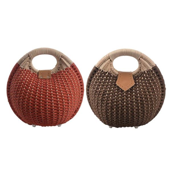 

evening bags 2x snail's nest tote handbag summer beach woman straw women's rattan bag(orange&coffee)