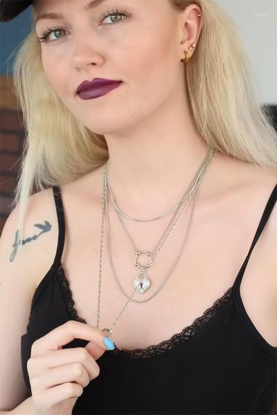 

earrings & necklace heart detailed silver color