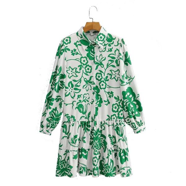 

casual dresses xeasy 2021 summer women beach style flower print dress long sleeve streetwear female lapel single-breasted mini, Black;gray