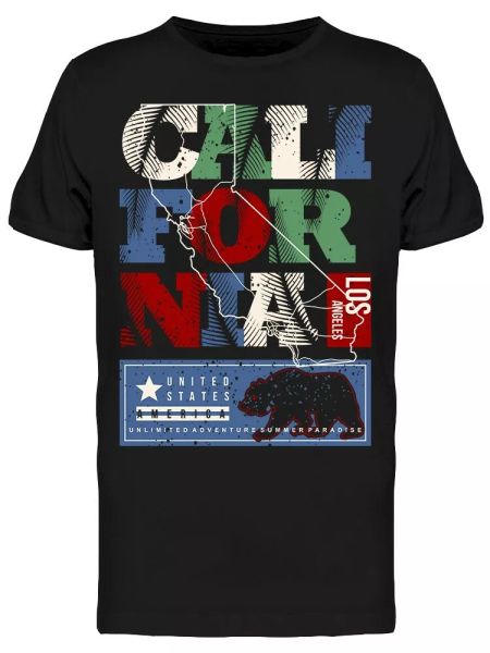 

California Los Angeles Bear Tee Men's -Image by Shutterstock, White;black
